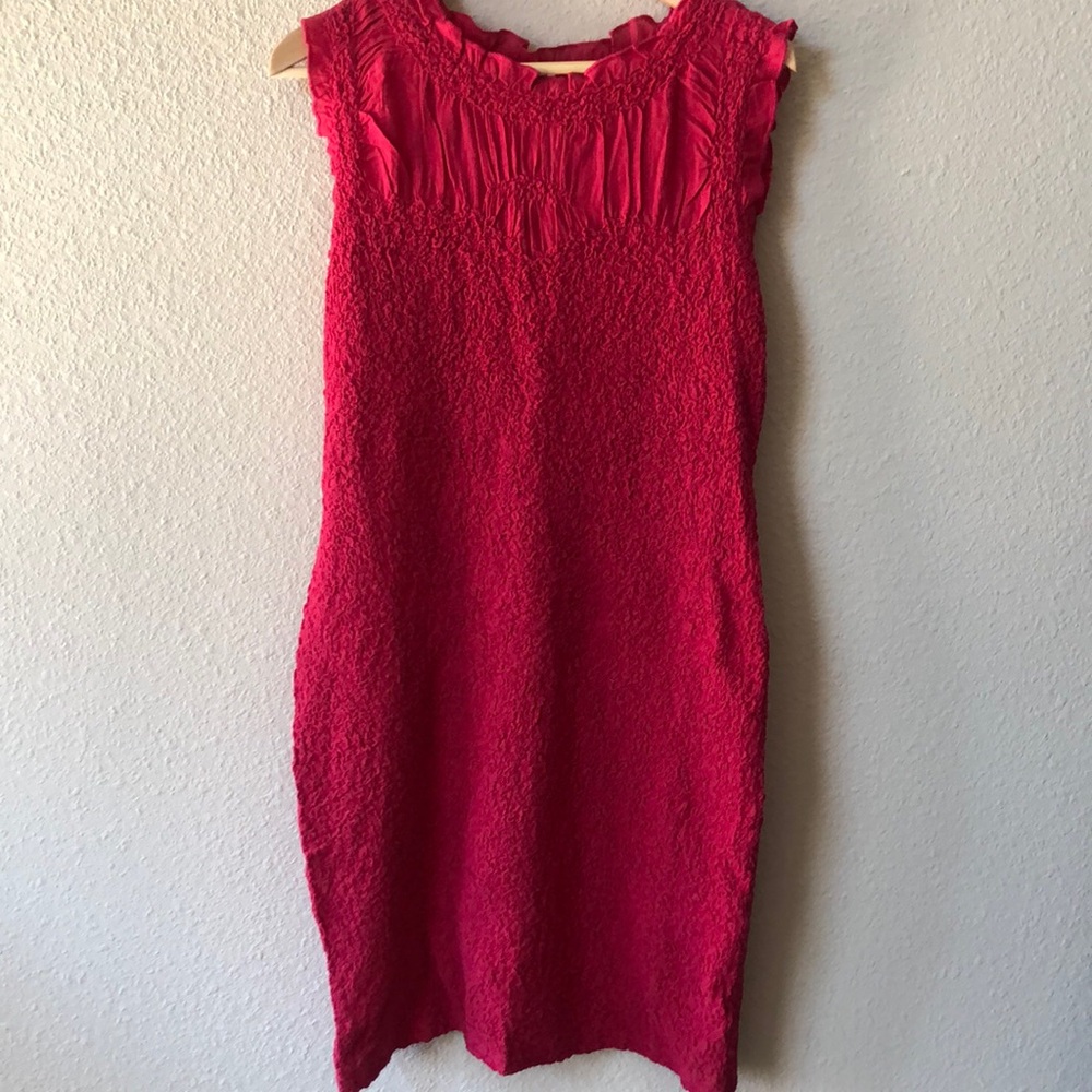 NWT By Anthropologie Ruffle-Trim Textured Dress Size M